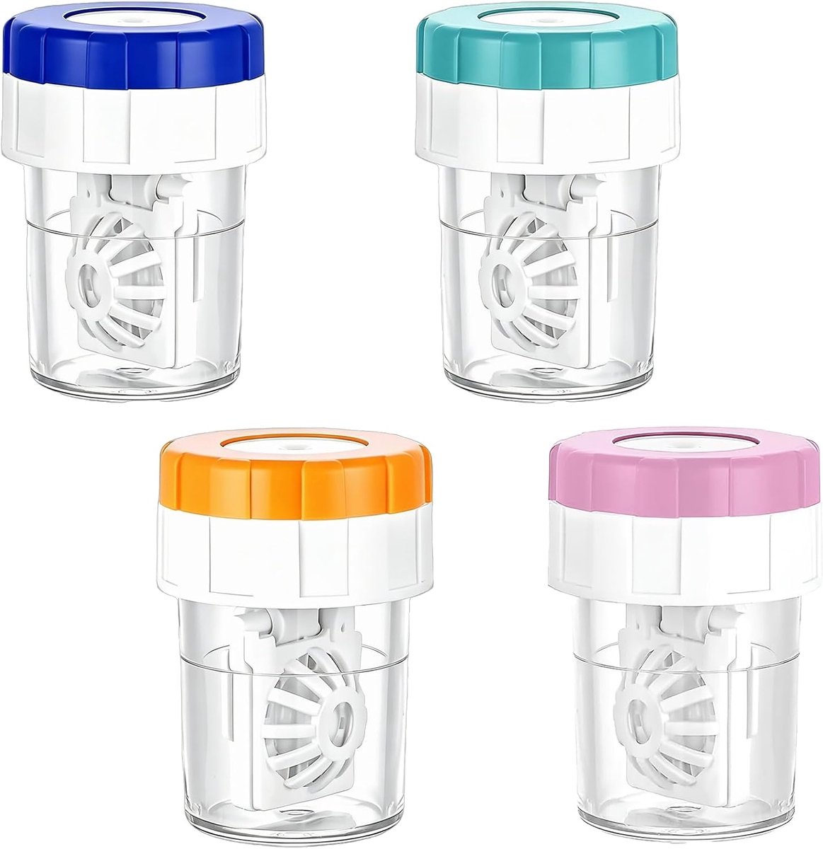 Handmatige contactlenzenreiniger - 4 stuks - kleuren marineblauw, roze, blauw en oranje - ideaal voor dagelijks gebruik - ShopVlot