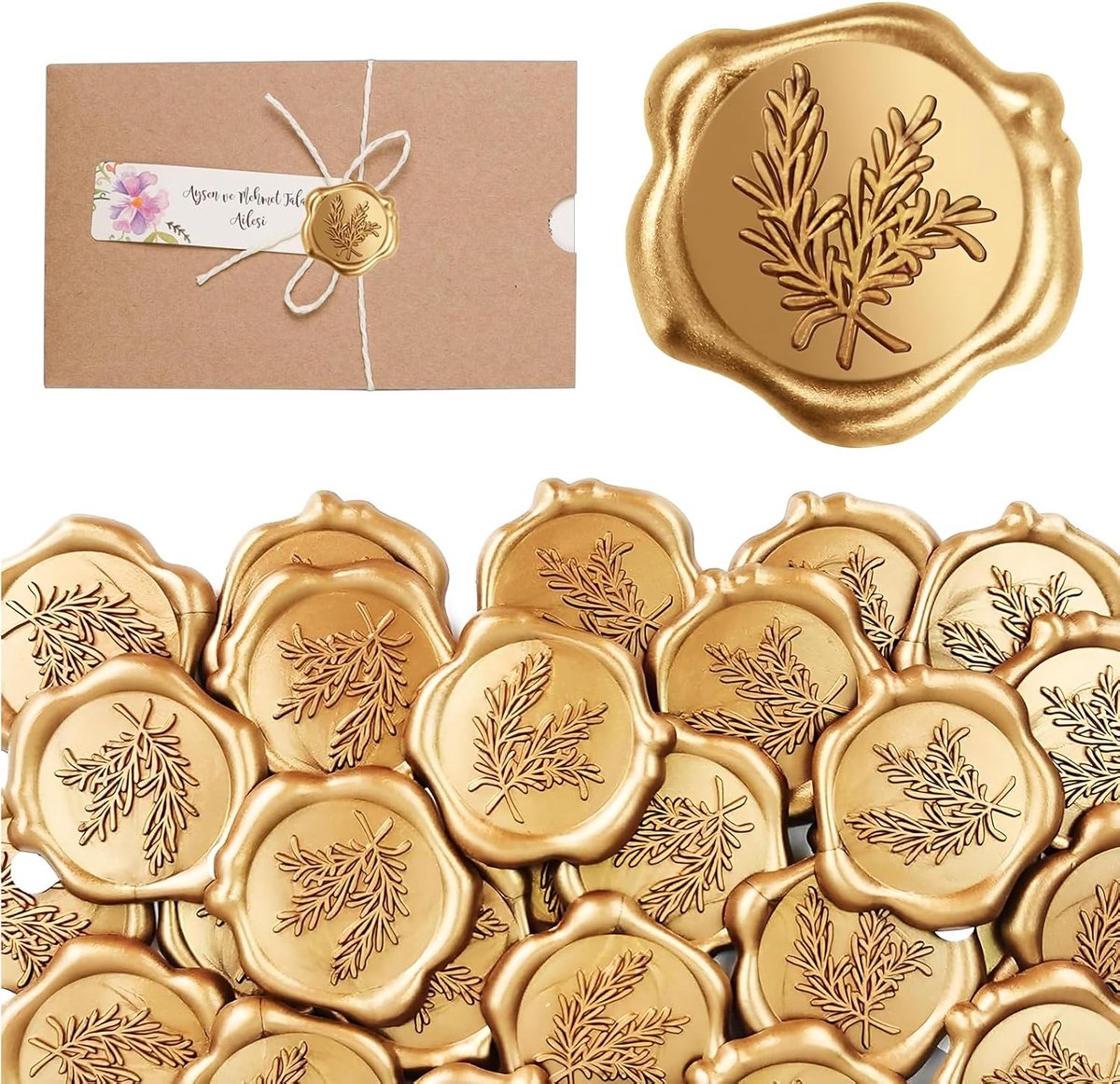 Wachsiegel stickers 50 stuks - goud - zelfklevend - perfect voor brieven en uitnodigingen - ShopVlot