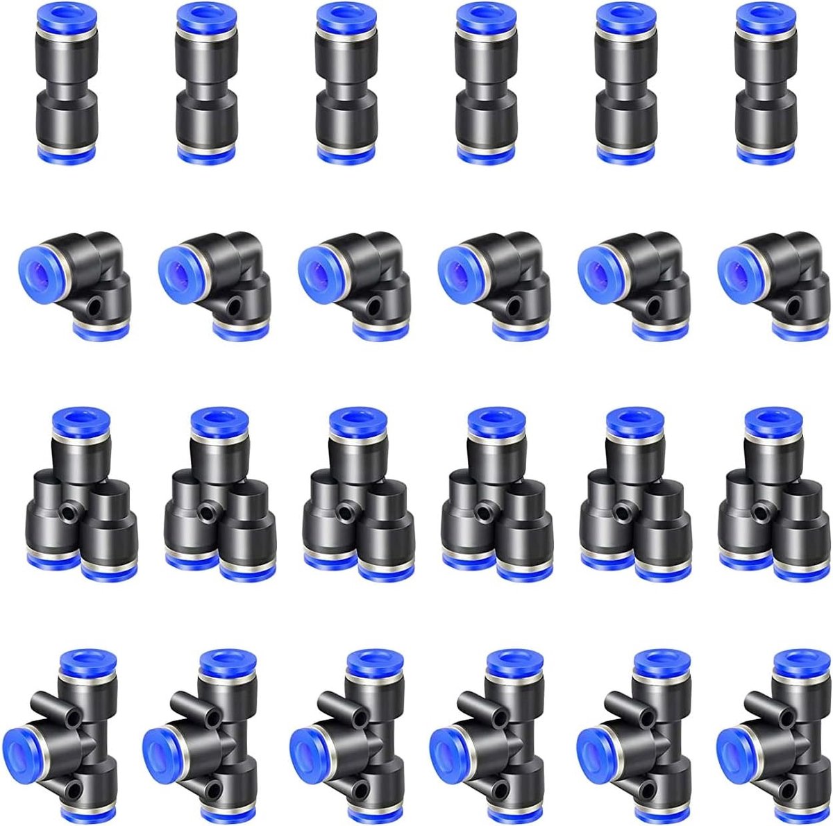 Pneumatische push-to-connect fittingen 12mm - 24 stuks - hoge drukbestendig - ideaal voor luchtleidingen - ShopVlot