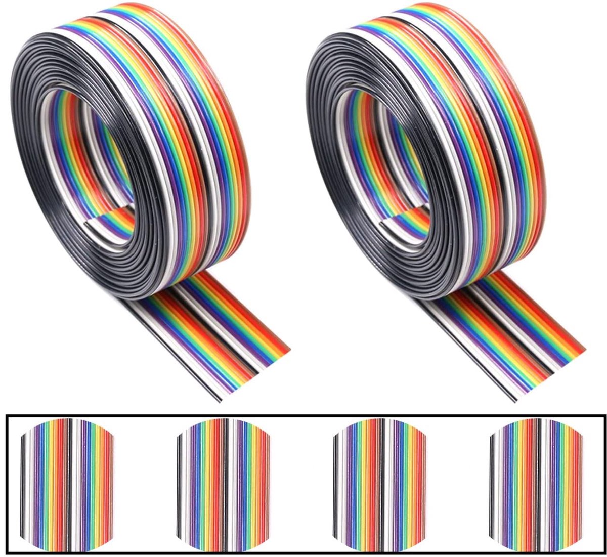 Ribbon kabel 20 pin - kleurrijk 1.2mm spacer - platte regenboogkleur - ideaal voor 2.54mm connectors - ShopVlot