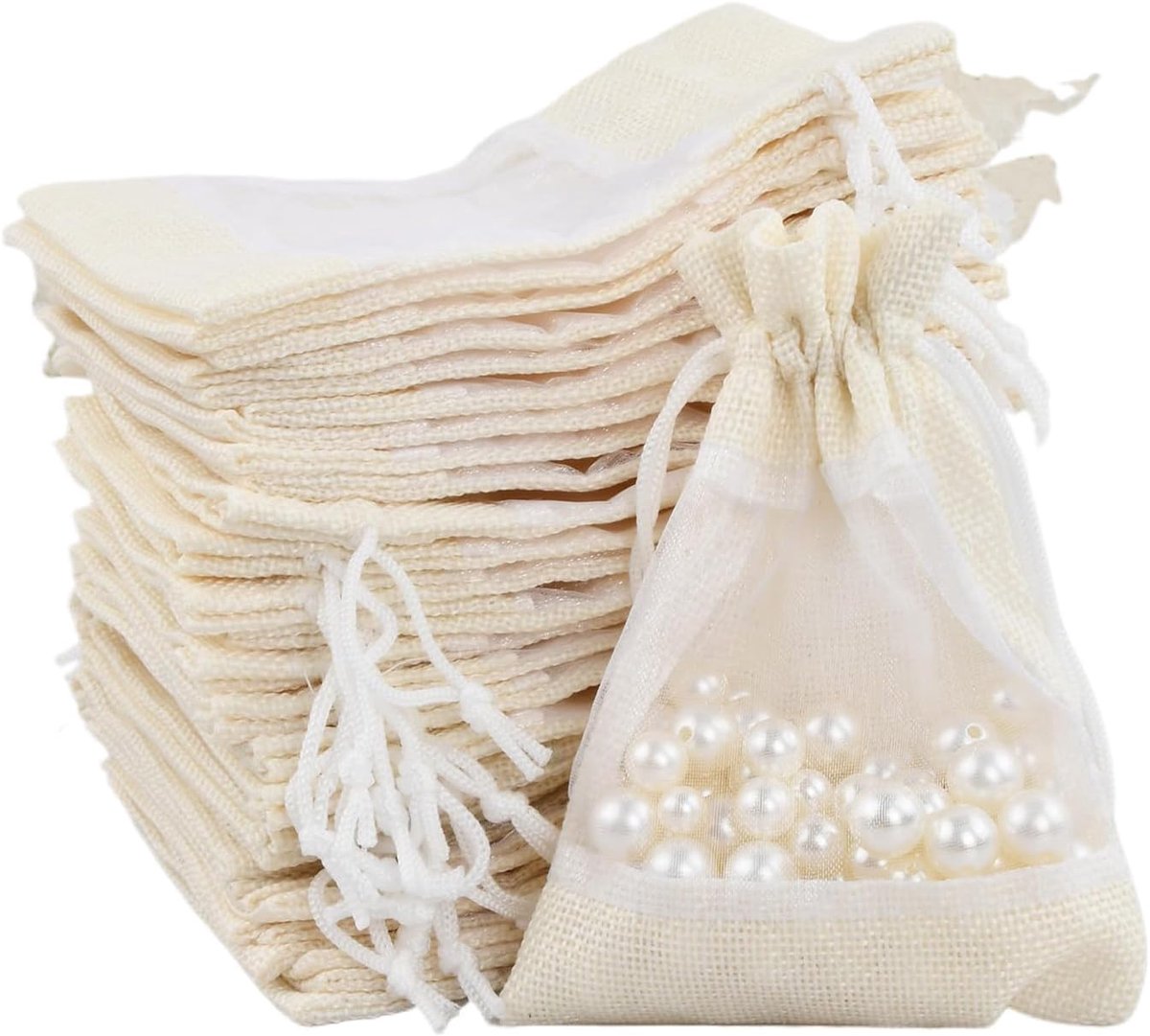 organzazakjes 10 x 14 cm - jute onderkant - herbruikbaar - ideaal voor sieraden - ShopVlot