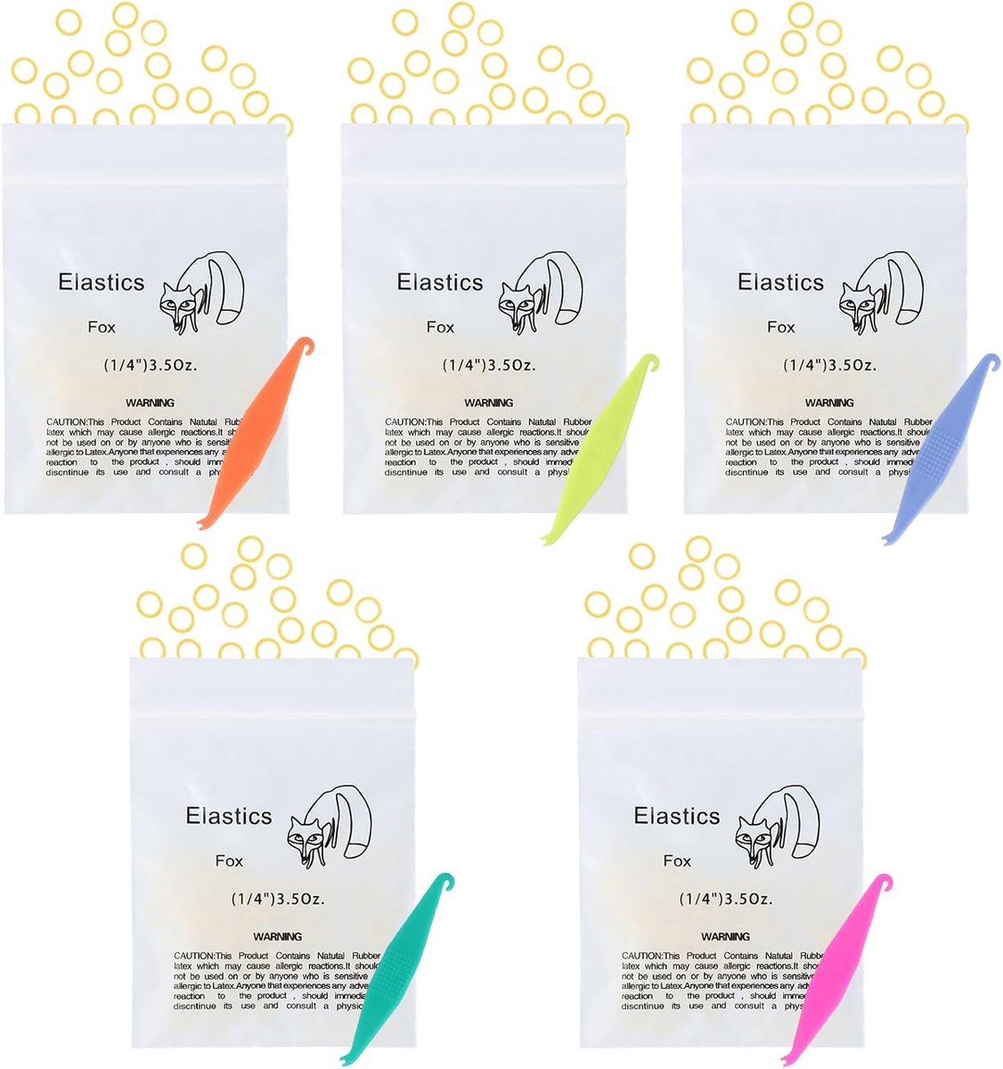 Orthodontische rubberen tandenbeugels 500 stuks - latex rubberbands - inclusief 5 inleghulpmiddelen - ShopVlot