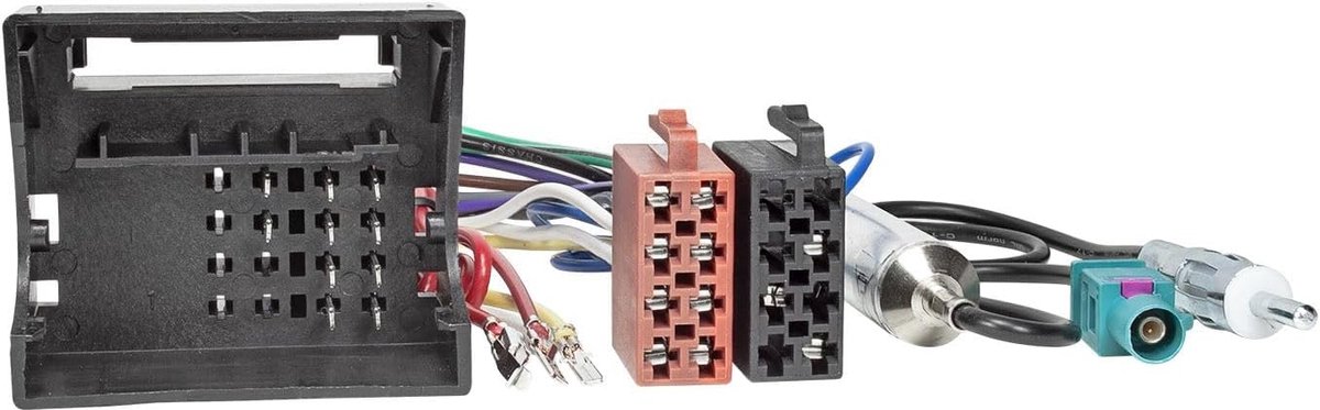 Radio adapter kabel voor Audi Skoda Seat VW - Quadlock naar ISO - Antenne adapter met phantom power - ShopVlot