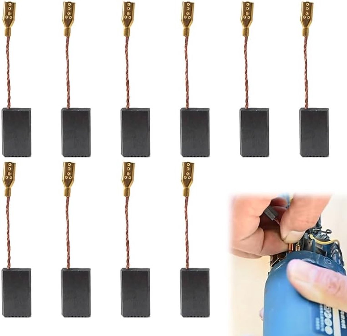 Hoogwaardige koolborstels voor hamer – 5 x 10 x 15 mm, lange levensduur, optimale prestaties voor elektrisch gereedschap, eenvoudig te installeren en geschikt voor diverse modellen