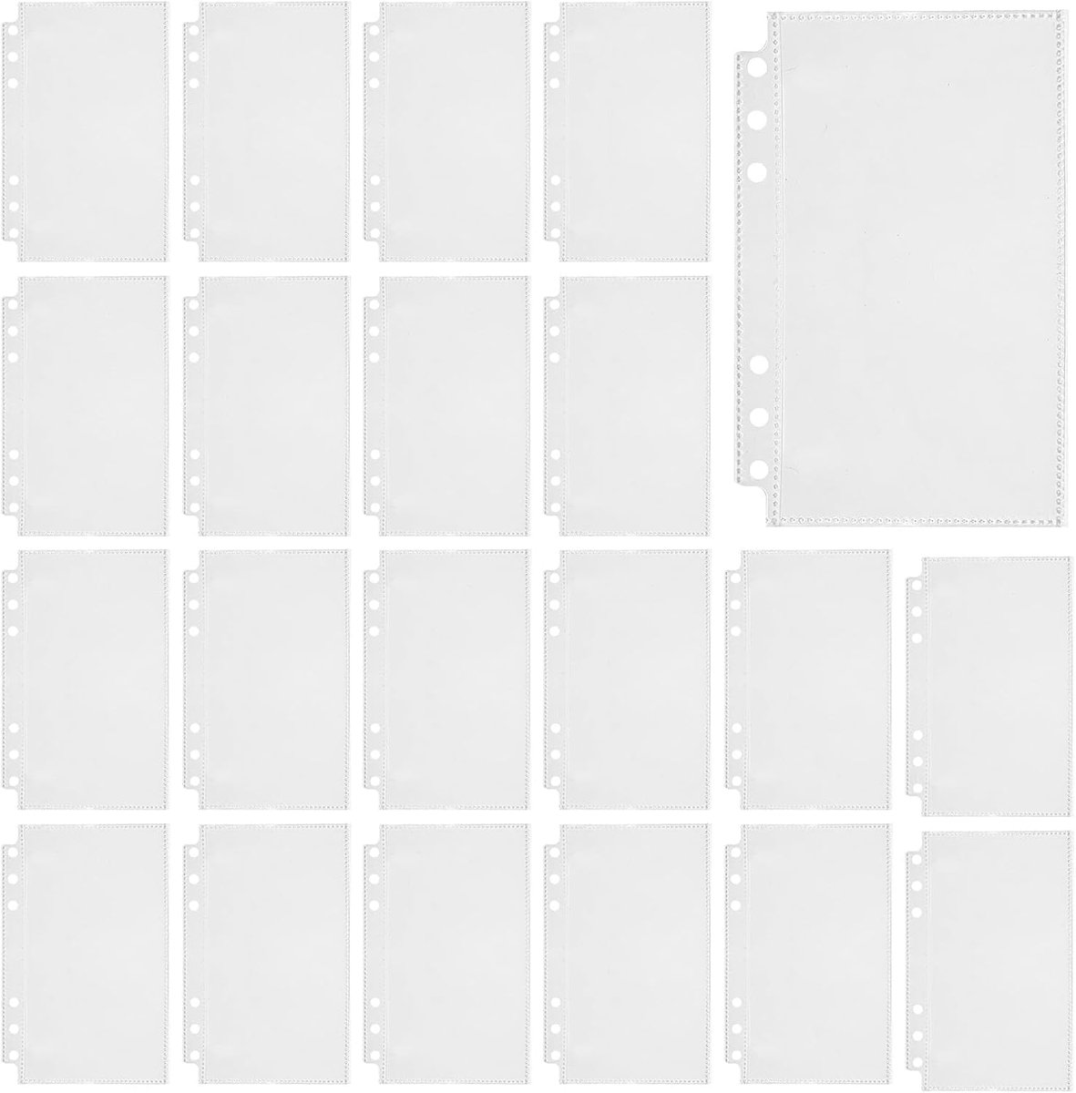 Wasserdichte A6 Binder Taschen 50 Stück – 6-Loch PVC Klarsichthüllen, Ohne Zipper für Ringordner Büro - ShopVlot