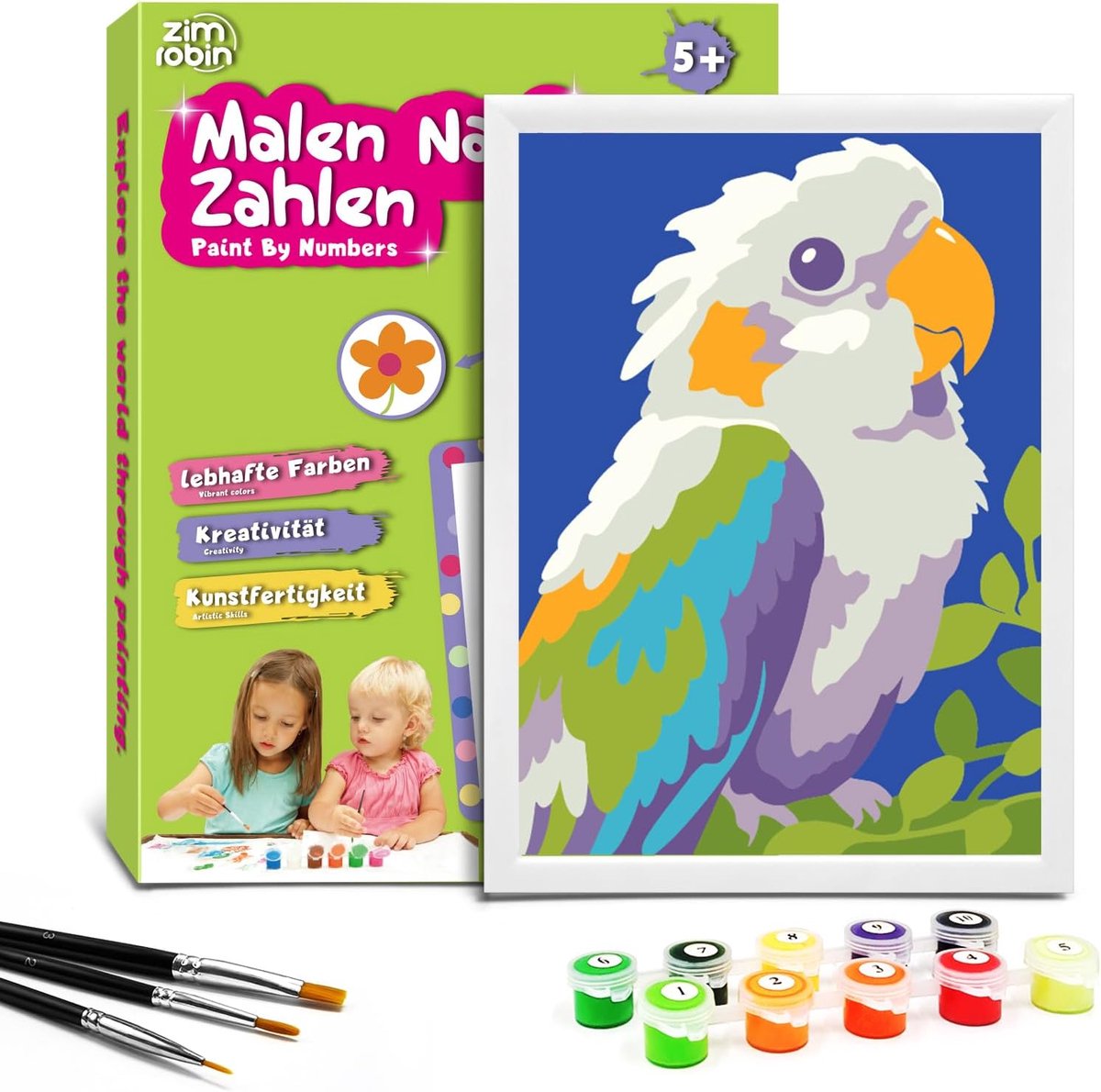 Zimrobin Schilderen op nummer voor kinderen – 13×18 cm Schilderen op nummer voor kinderen vanaf 5, 6, 7 jaar, meisjes - ShopVlot