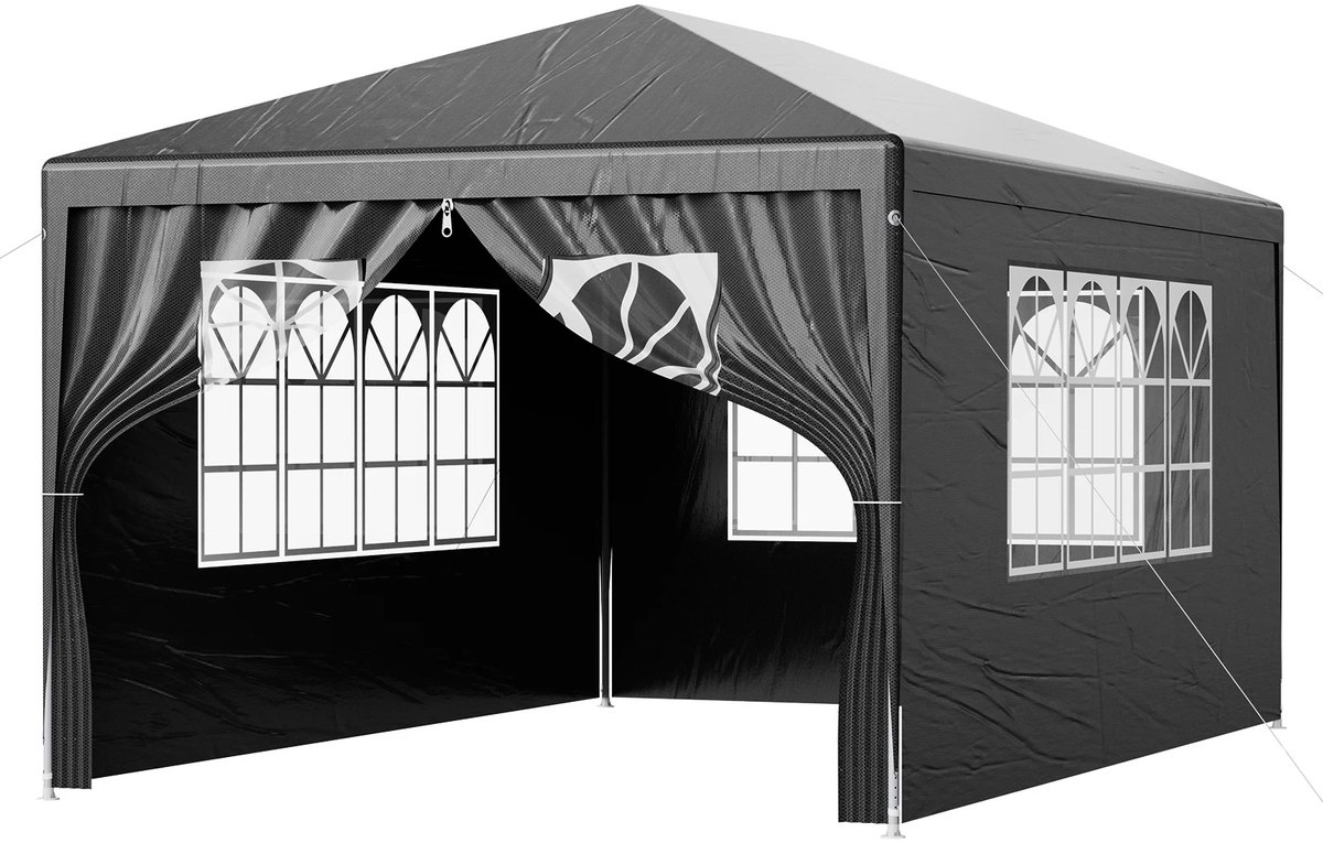 Atlasyx partytent - Tent - Luifel - Partytent 3x4 - Tuinpaviljoen - Terrasoverkapping - Waterdicht - 3 x 4 x 2 m - Zwart
