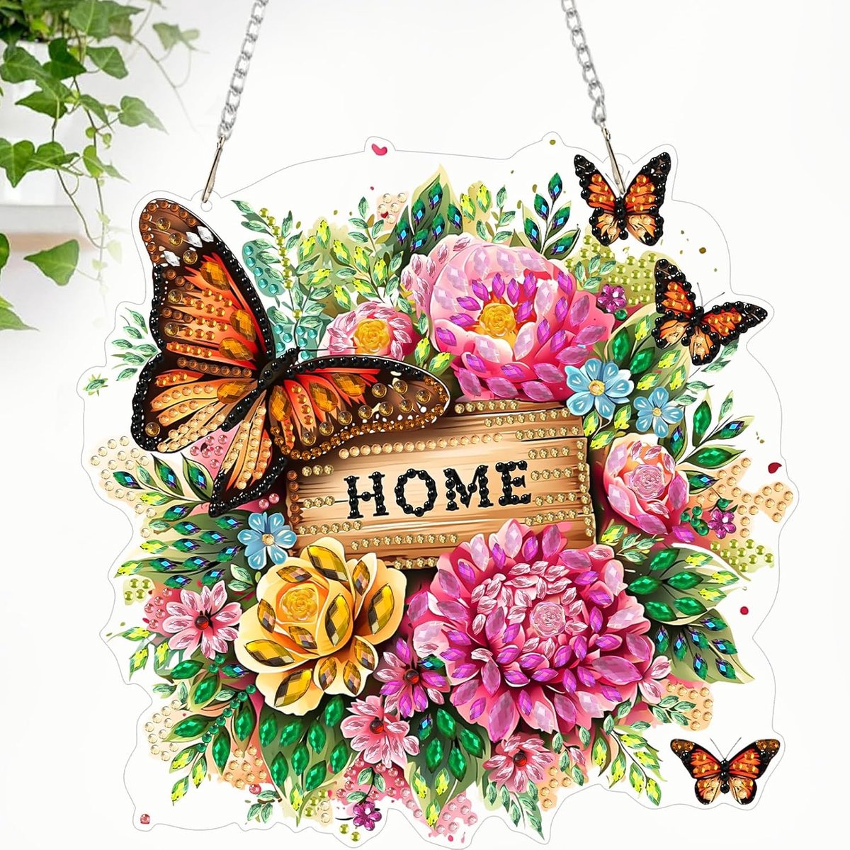 CEOVR Opknoping Diamant Schilderij Kits Volwassenen Vlinders Diamant Art Schilderen voor Beginners Bloemen Opknoping - ShopVlot