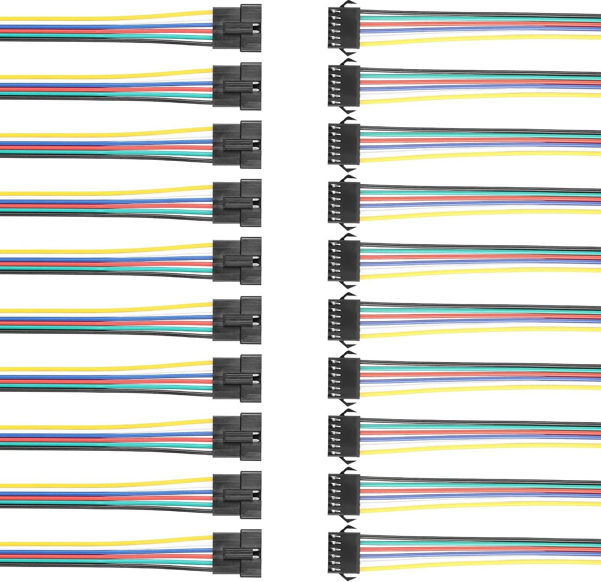 GINTOOYUN 10 Pairs JST SM 6-Pin, 22 AWG, 6-Pin, SM Plug/Socket, Electric Cable for LED Strips, Fans, RC Toys etc. - ShopVlot