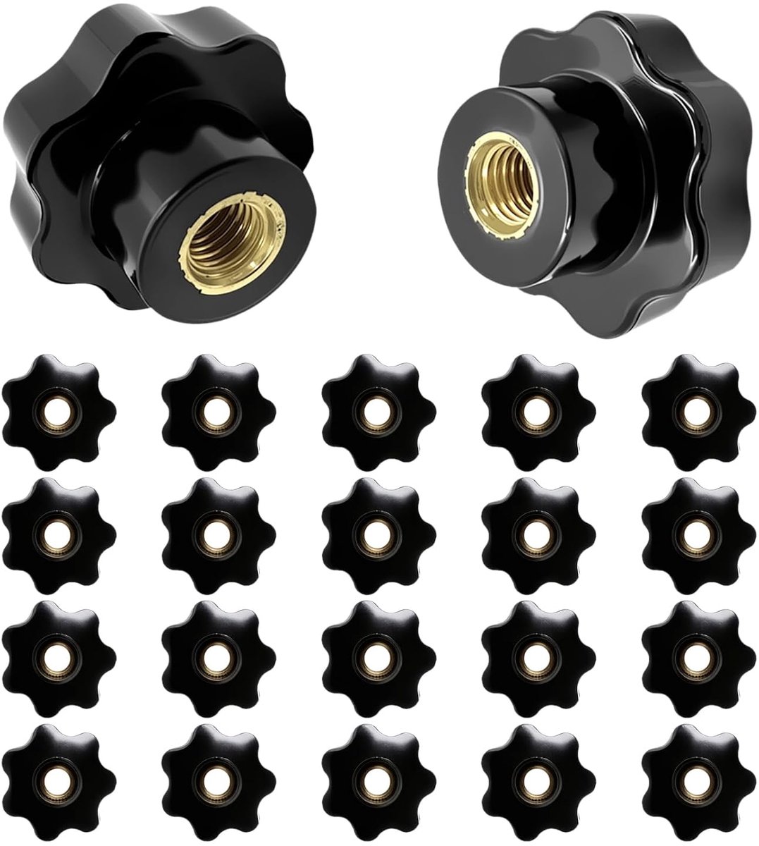 Female Thread Clamp Knob, 20 Star Grip Handle Plastic Nut, Serrated Star Head Knob Black M5 x 25 Through Hole for - ShopVlot