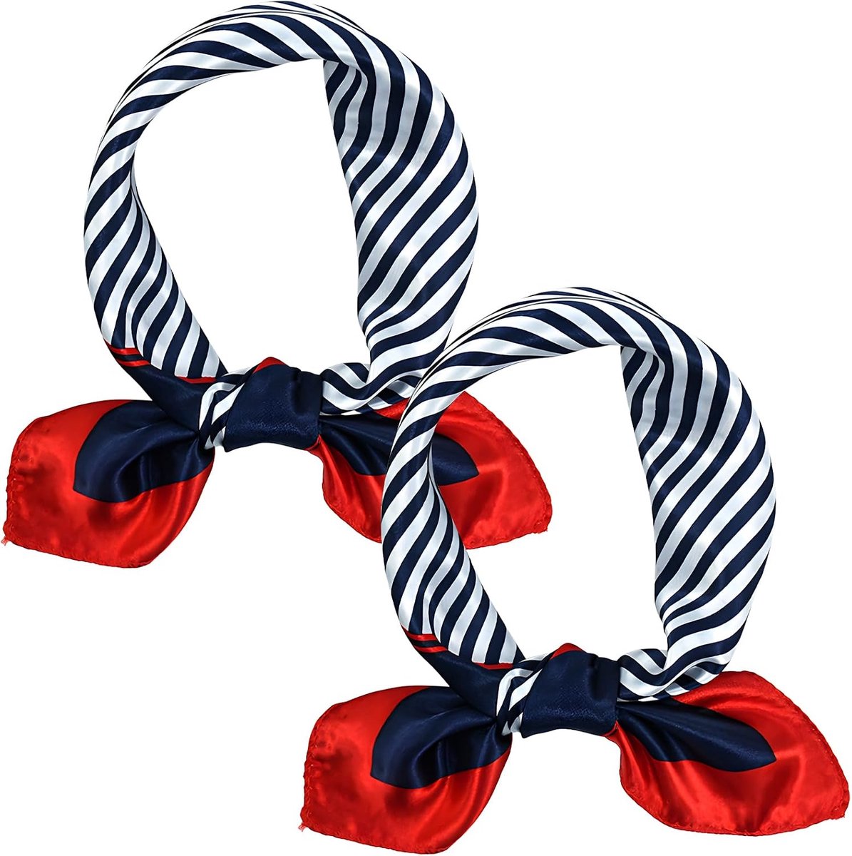 2 vierkante nautische sjaals, zijden sjaal, vierkante satijnen sjaal, damessjaal van zijde, rood-blauw, ideaal voor - ShopVlot
