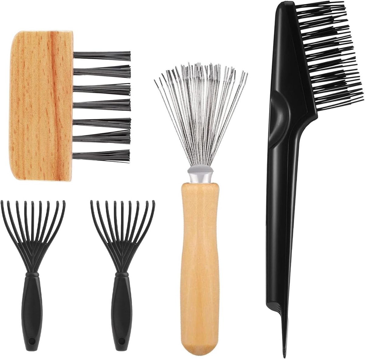 5 Pcs Hair Brush Cleaning Tools Cleaning Comb Cleaning Comb Wood Handle Cleaner Comb Cleaning All Kinds of Brushes - ShopVlot