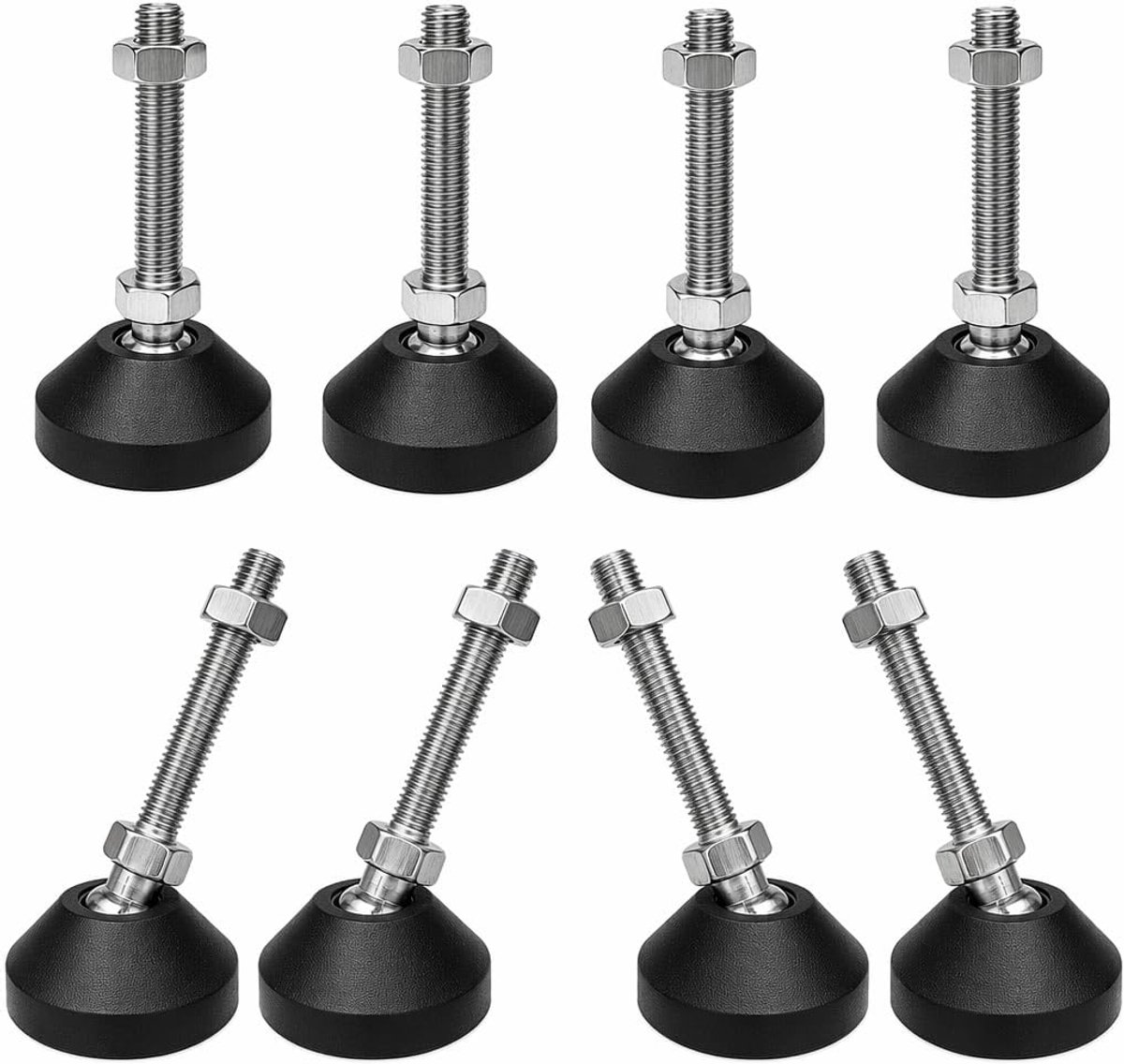 8 verstelbare poten, M8 x 50, Ø 40 mm, nivelleringspoten voor wasmachines, kasten, tafelpoten en stoelen, schroef voor - ShopVlot