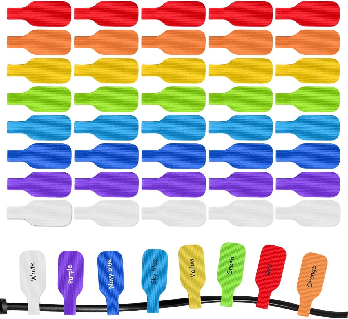 QLK 40 Pcs Electric Cable Labels, Multi-color Writable Labels, Data Cable for Organizing and Identifying Your Cables - ShopVlot