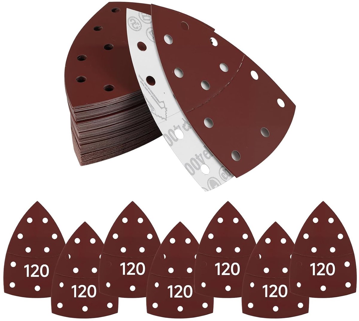 20 stuks schuurpapier driehoekige schuurpapier schuurbladen - 11 gaten klittenband schuurpads voor Bosch, Mouse - ShopVlot