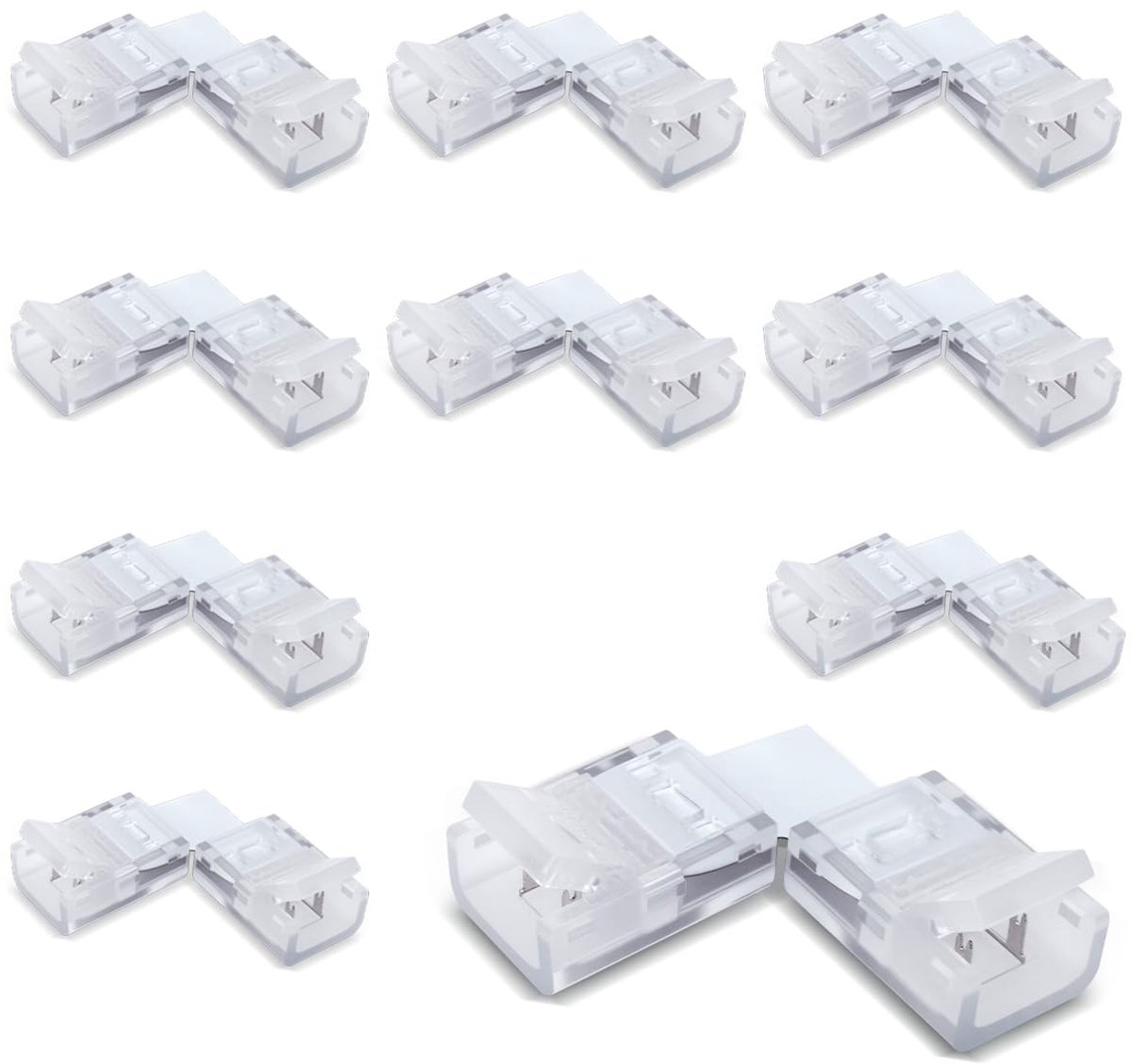 10 Pcs Strip Connector Wire Fast Connector for 10MM 2 Pin LED Light, Double Side Strip, L Type - ShopVlot