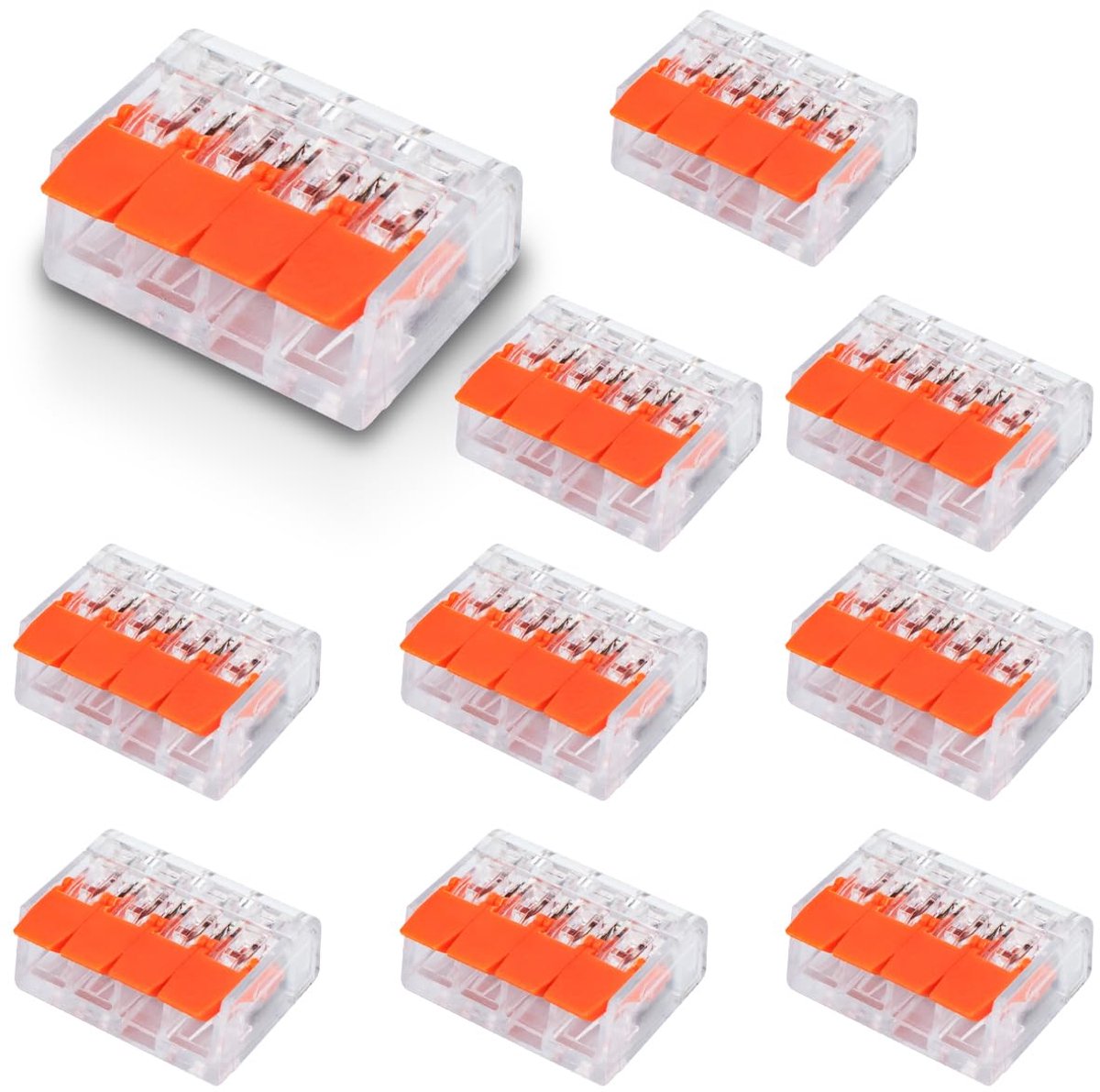 Pack of 10 Connecting Clamp 4 Port Parallel with Lever Cable Clips with 0.2-4 mm² Guide for DIY Projects - ShopVlot