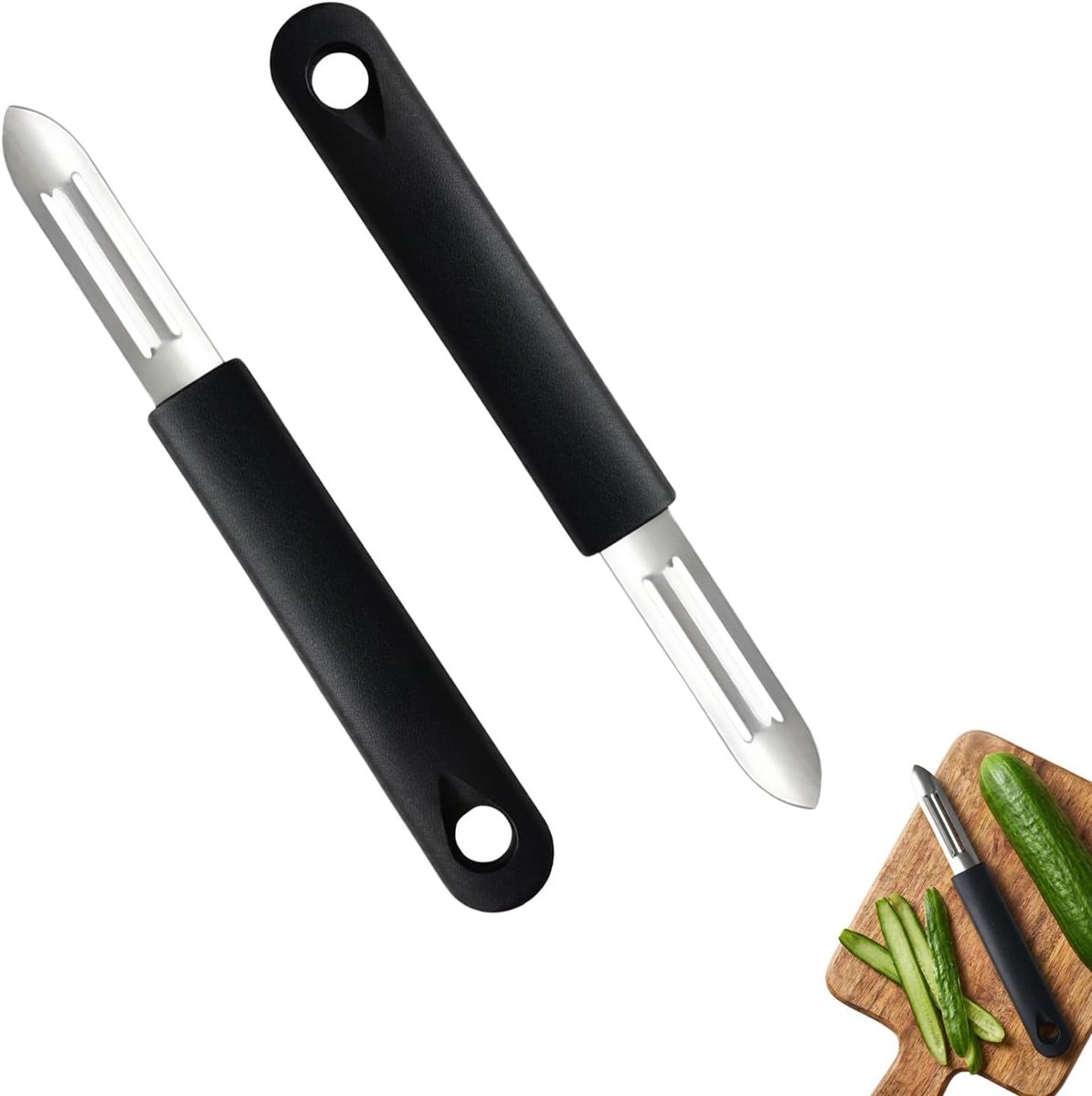 2er Set Edelstahl Spaarschalen – Kartoffelschalen met dubbele kling, Ergonomische Grip, Rostvrij & Geschikt voor - ShopVlot