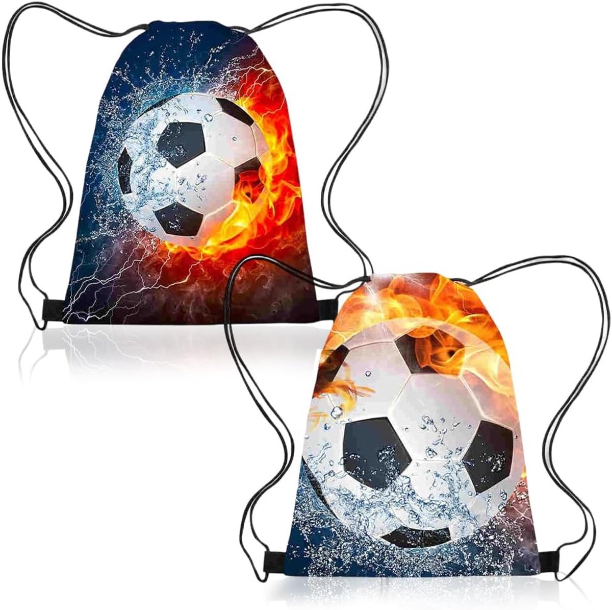Set van 2 voetbalrugzakken met trekkoord - Sporttas als cadeau voor een voetbalfeestje - Verstelbare schouderriem - ShopVlot