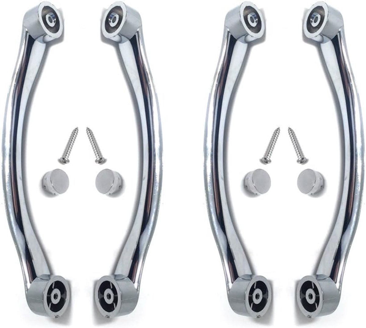 Replacement Shower Door Handles - Chrome Curved - Pair - ShopVlot