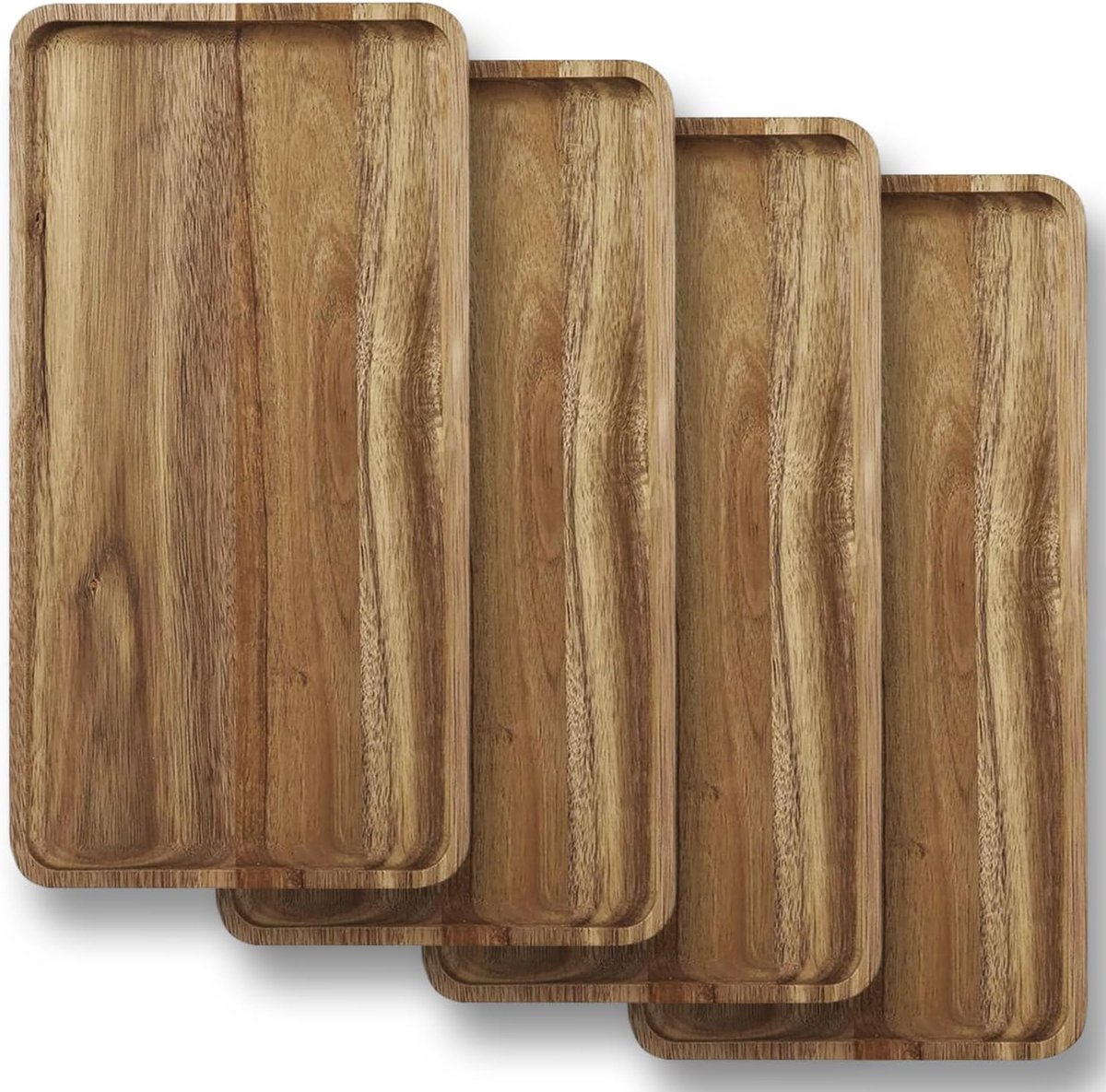 Acacia Houten Dienblad - Houten Charcuterie Board - Rechthoekige Houten Schaal voor het Serveren van Eten, Fruit & - ShopVlot