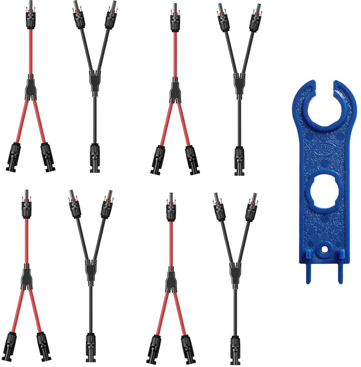6mm² Solar Cable Y Distributor, 4 Pairs Solar Cables Y Distributor Solar Panel Cable MMF+FFM, 10AWG Solar Panel Y Plug - ShopVlot