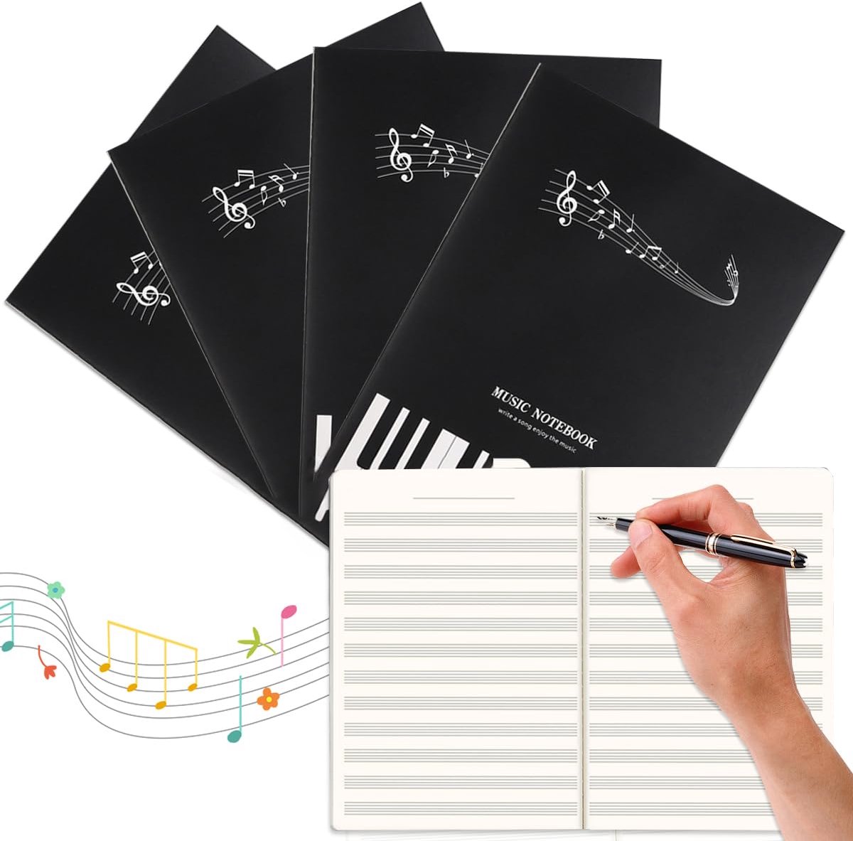 GTJEOI Notenschrift B5 (4, zwart-wit) - ShopVlot