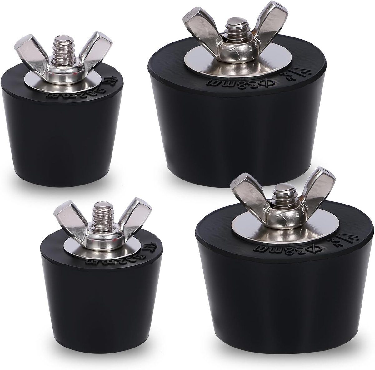 4 Stuks Roestvrij Staal Winterstop voor Zwembad, Rubber Stop 32-38 mm / 1,25-1,5 inch met Vleugelmoer, Sluitstop voor - ShopVlot