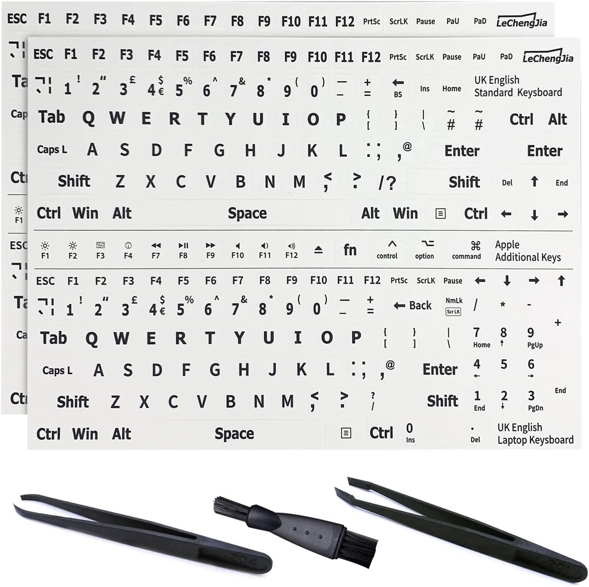2 Pcs Keyboard Stickers English Keyboard Stickers for Any Standard Keyboard Laptop with Installation Tools (UK Glossy - ShopVlot
