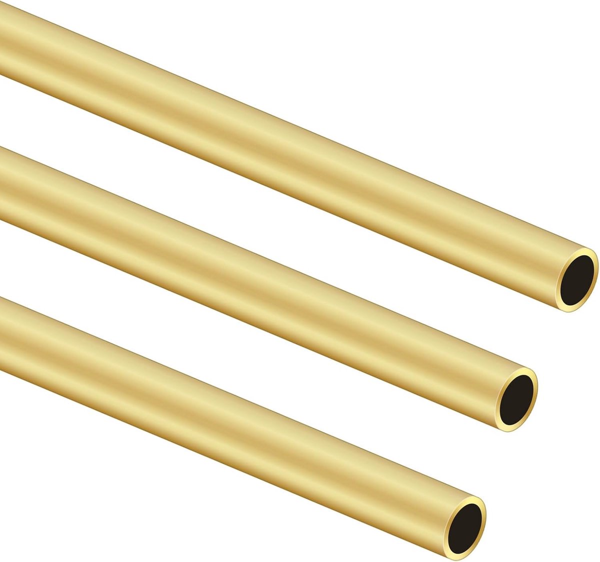 Brass Round Tube, 300mm Length 9mm OD 1mm Wall Thickness, Copper Tubing Pipe for DIY Crafts (3PCS) - ShopVlot
