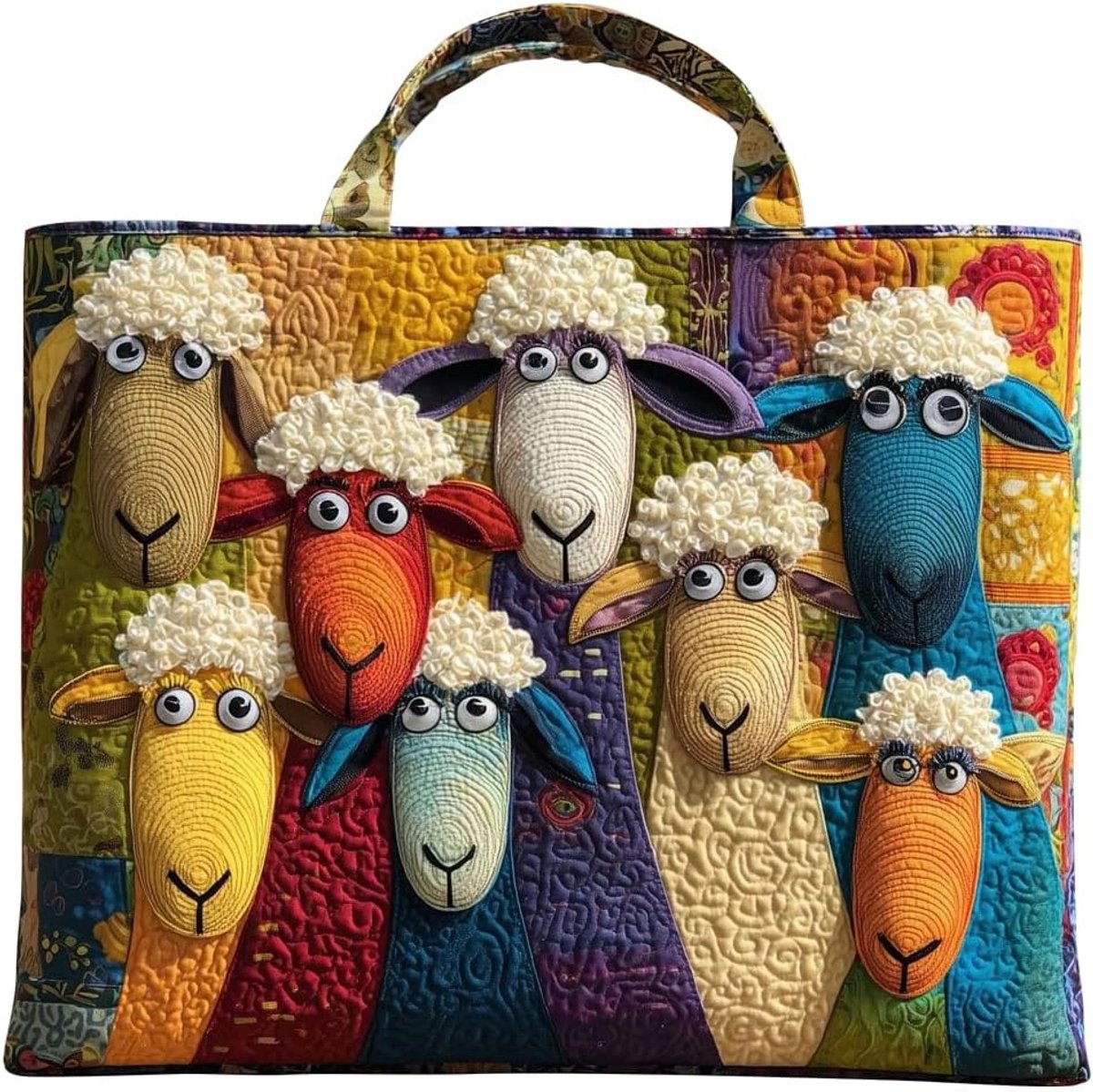 YGCHEN Handtas met schapenprint, schattige schoudertas met lamsmotief, perfecte boodschappentas voor lente en zomer - ShopVlot