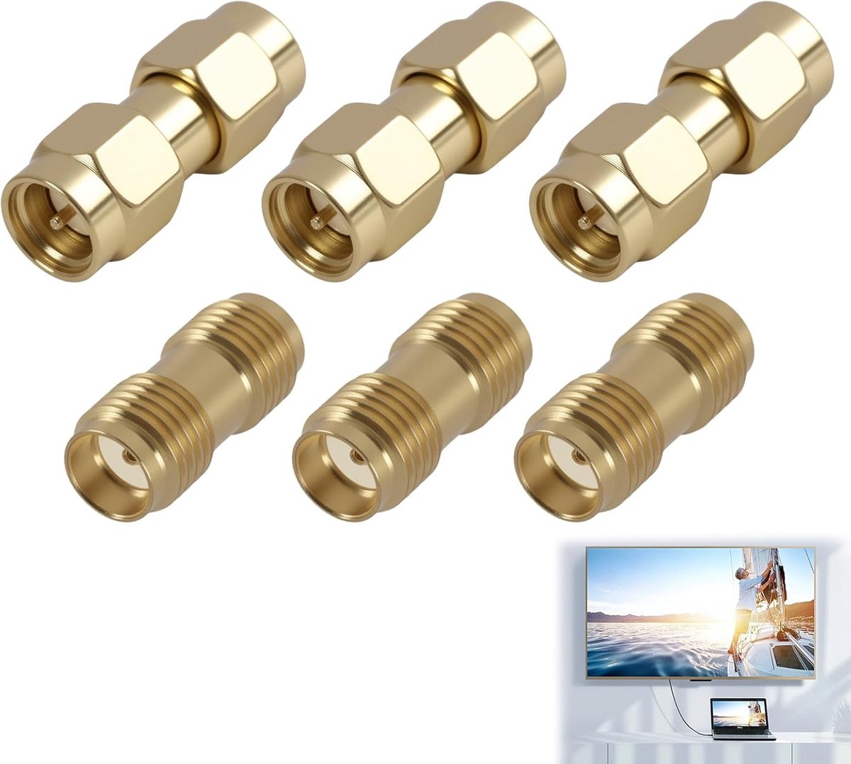6pcs Coaxial Adapters RF SMA Female to Female Coated, Connectors for WiFi Antenna Eaters, Radio Extension Cable and - ShopVlot