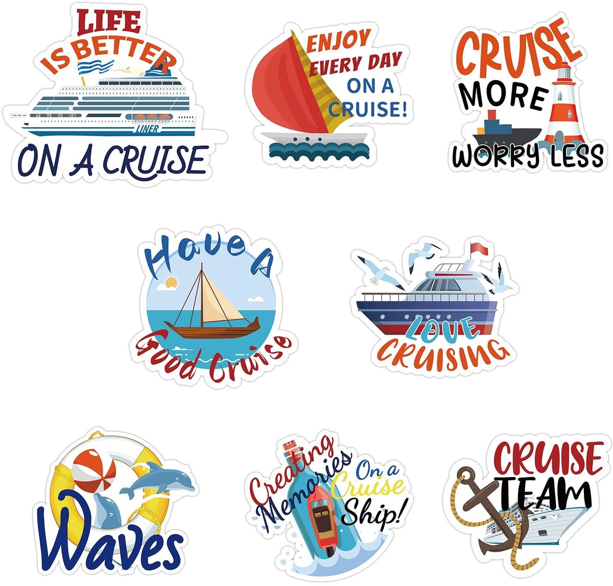 Solidchoice - Set van 8 Cruisedeurmagneten in Meerkleurig PVC