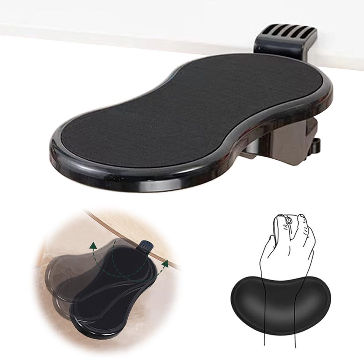 Computer Armrest for Desk Extender, Ergonomic Armrest for Desk Armrest, Wrist Rest, Mouse Pad, Memory Foam Wrist Rest - ShopVlot
