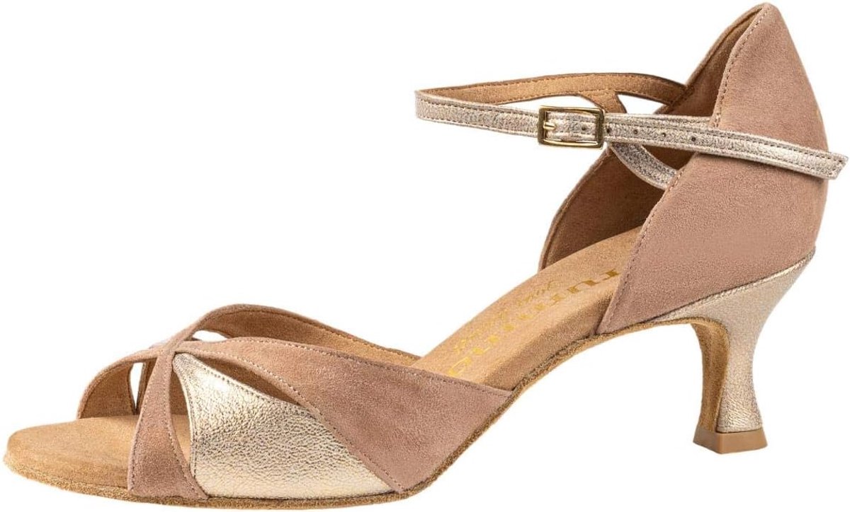 Rummos Ladies Dance Shoes R385 122-183 - Nubuck/Leather Beige/Opal - Normal Width - 5cm 50R Flare Heel - ShopVlot