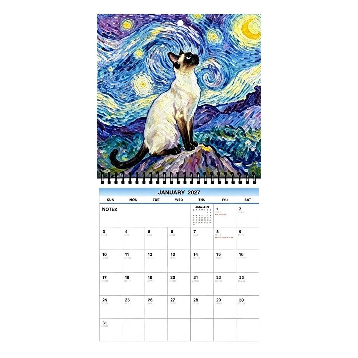 Solidchoice - 2027 Muurkalender - Grappige Katten Thema Planner voor Kantoor