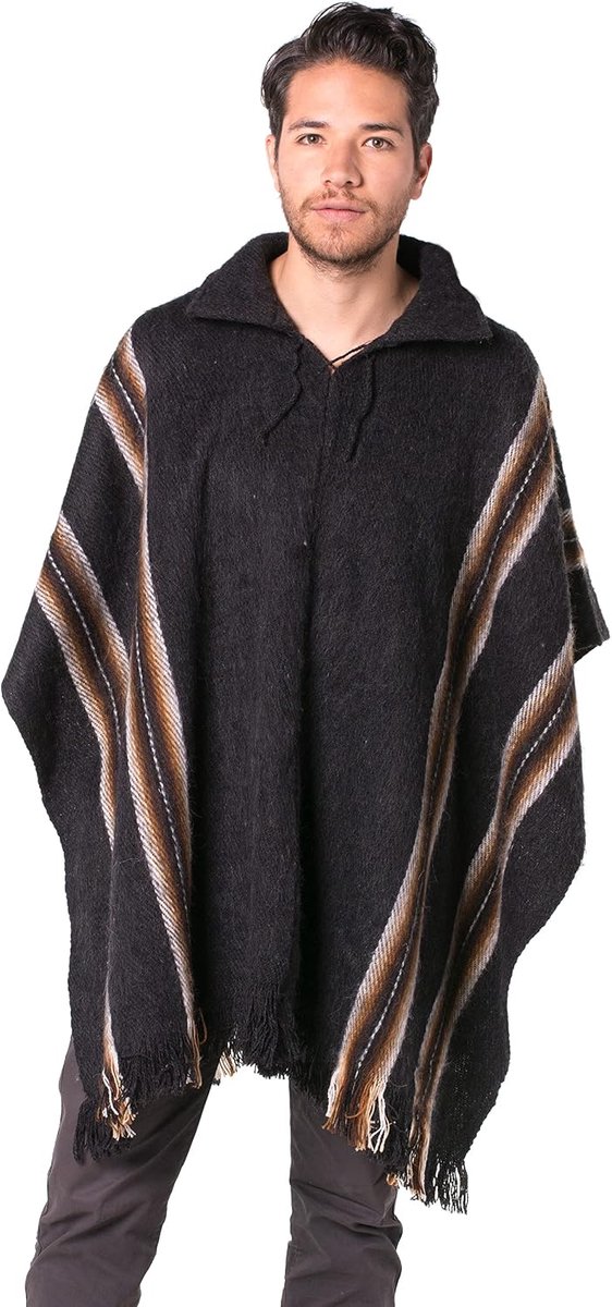 Gamboa Alpaca Poncho Men Polo Neck Cape Poncho Men Knitted Woolen Poncho Blanket Mens Poncho - ShopVlot