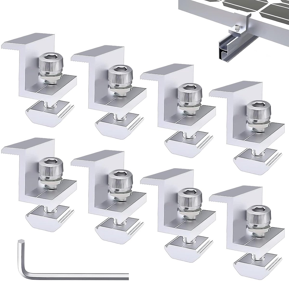 8pcs Solar Panel Holder, Adjustable Solar Panel Holder with Wrench, Solar Panel Holder for Motorhomes, Boats, Roofs - ShopVlot