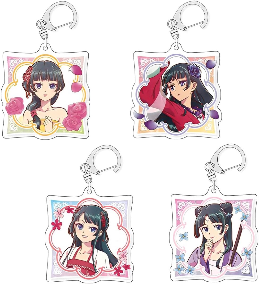 The Apothecary Anime Sleutelhangers Set 4 Stuks, Acryl, Katten Motieven, kleurrijk, duurzaam, voor Sleutels, Tassen - ShopVlot