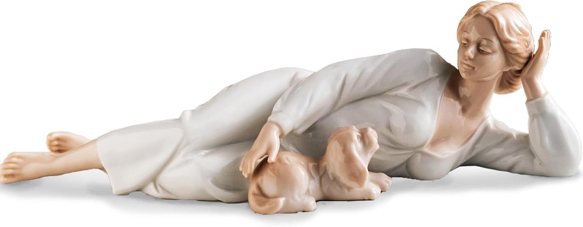 MTME Porcelain Figurines, Sleeping Mom, Memorabilia, Gifts, Sulfur Home Decoration (with Dog) - ShopVlot