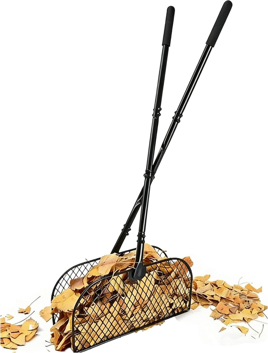 Long Handle Leaf Gripper Rake, No Bend, Back-Saving Leaf Collector, Grass Picker, Top Garden Rake, with 40 cm Wide - ShopVlot