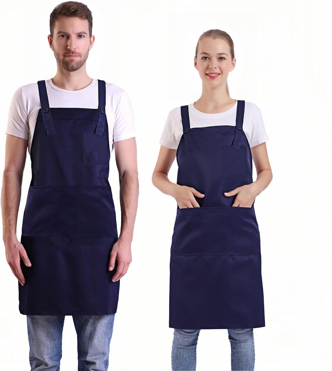 BIGHAS H Back Style Apron with Pocket for Women, Men Adjustable Large Size Comfortable, Kitchen, Home, Cooking 12 - ShopVlot
