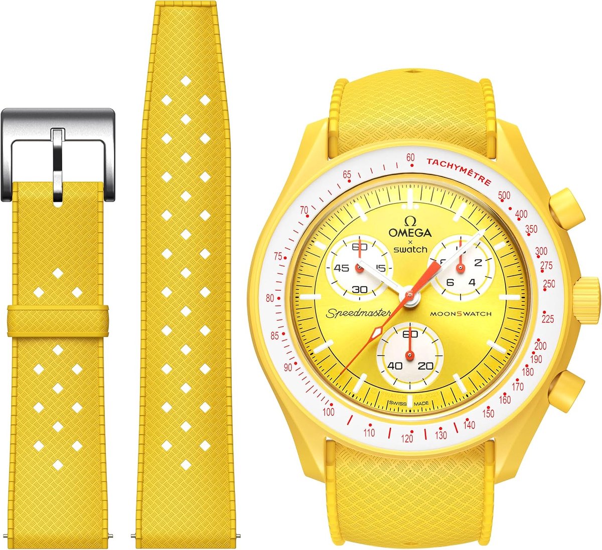 Stanchev Straps for Omega Swatch, Fluororubber Strap Compatible with Omega x Swatch MoonSwatch 20mm, Quick Release - ShopVlot