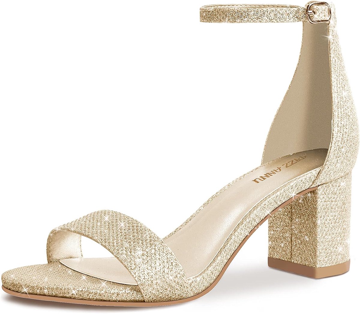 PIZZ ANNU Sandals Women Block Heel Shoes Non-slip Sole Comfortable Shoes with Adjustable Ankle Strap for Wedding - ShopVlot