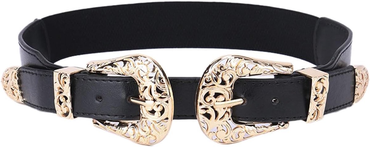 Women's Vintage Leather Belt Carving Buckles Belts Western Cowboy Cowgirl Belt with Exquisite Carving Retro Buckle for - ShopVlot