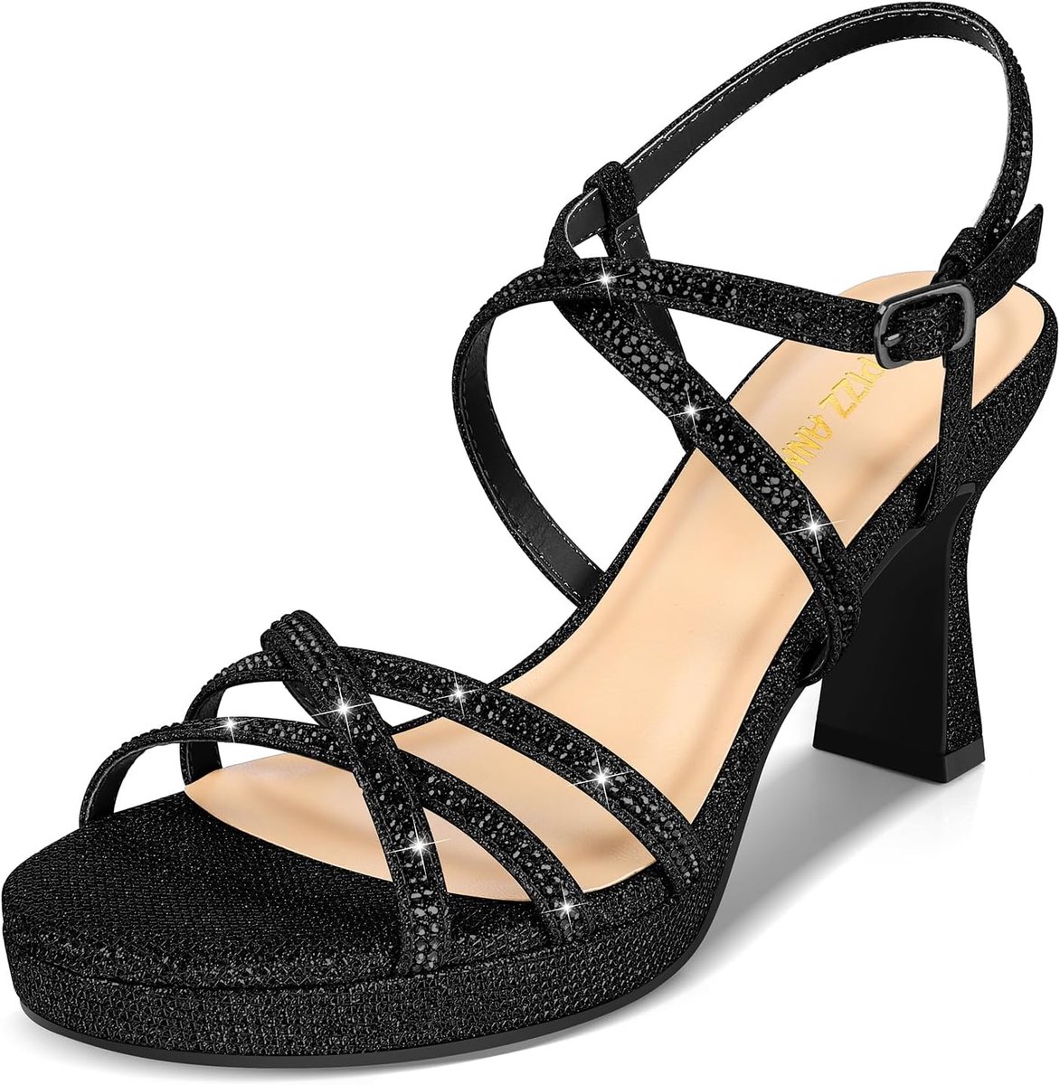 PIZZ ANNU Stellora Platform Sandals Women with High Heel Elegant Comfortable Summer Model High Heel and Anklet Glitter - ShopVlot