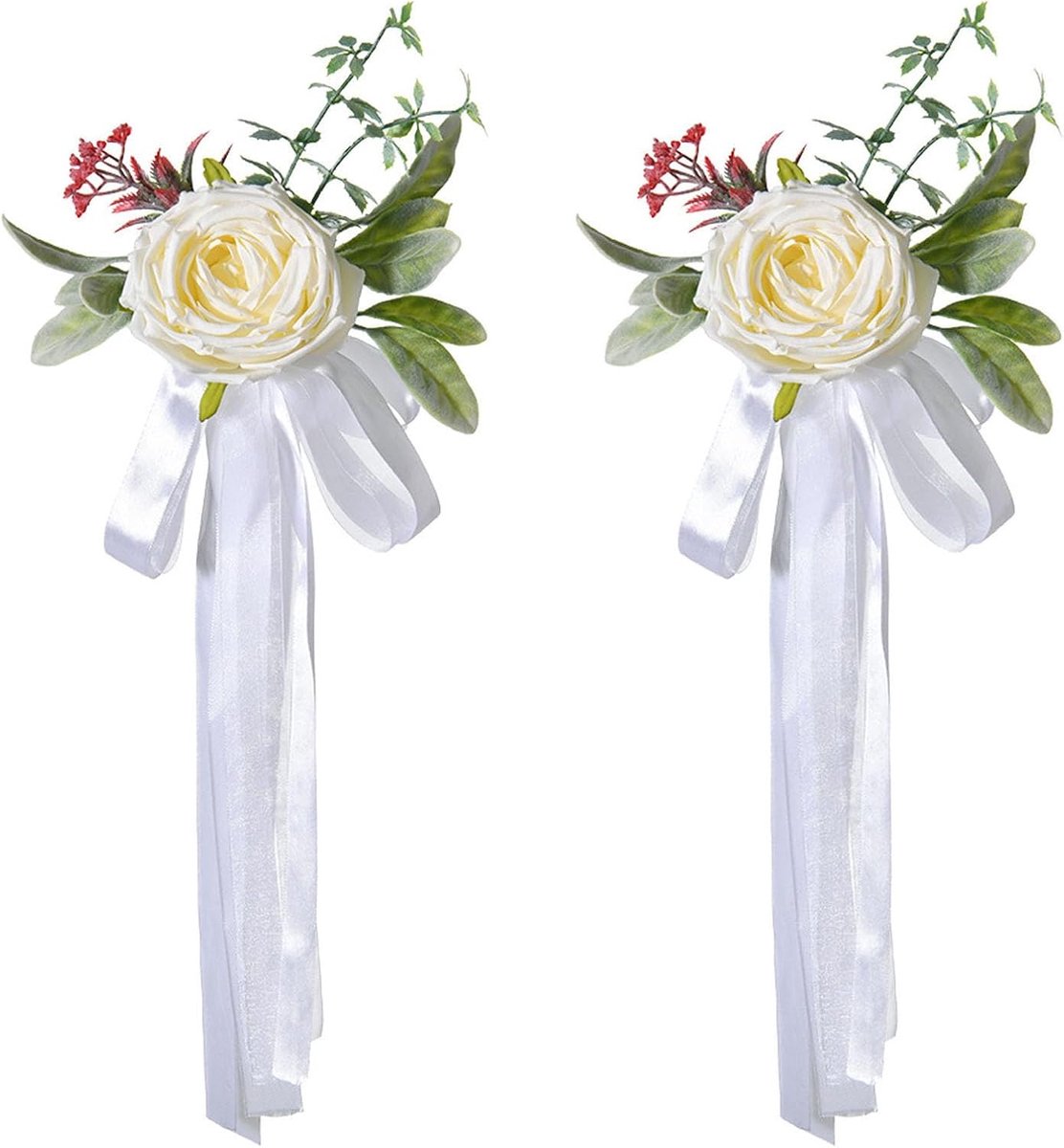 2 stuks bloem voor bruiloftsstoelen, bloemen, decoratie, bruiloftsstoel, voor achteruitkijkspiegels, deurgrepen - ShopVlot