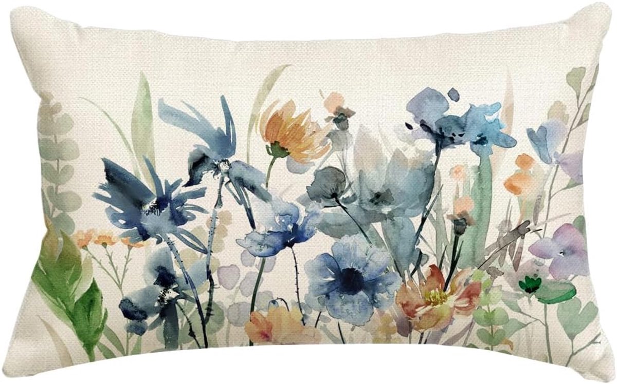RABUSOFA Spring Flower Meadows Pillowcase 30x50cm Washed Watercolor Pattern Summer Decoration Living Room Decorations - ShopVlot