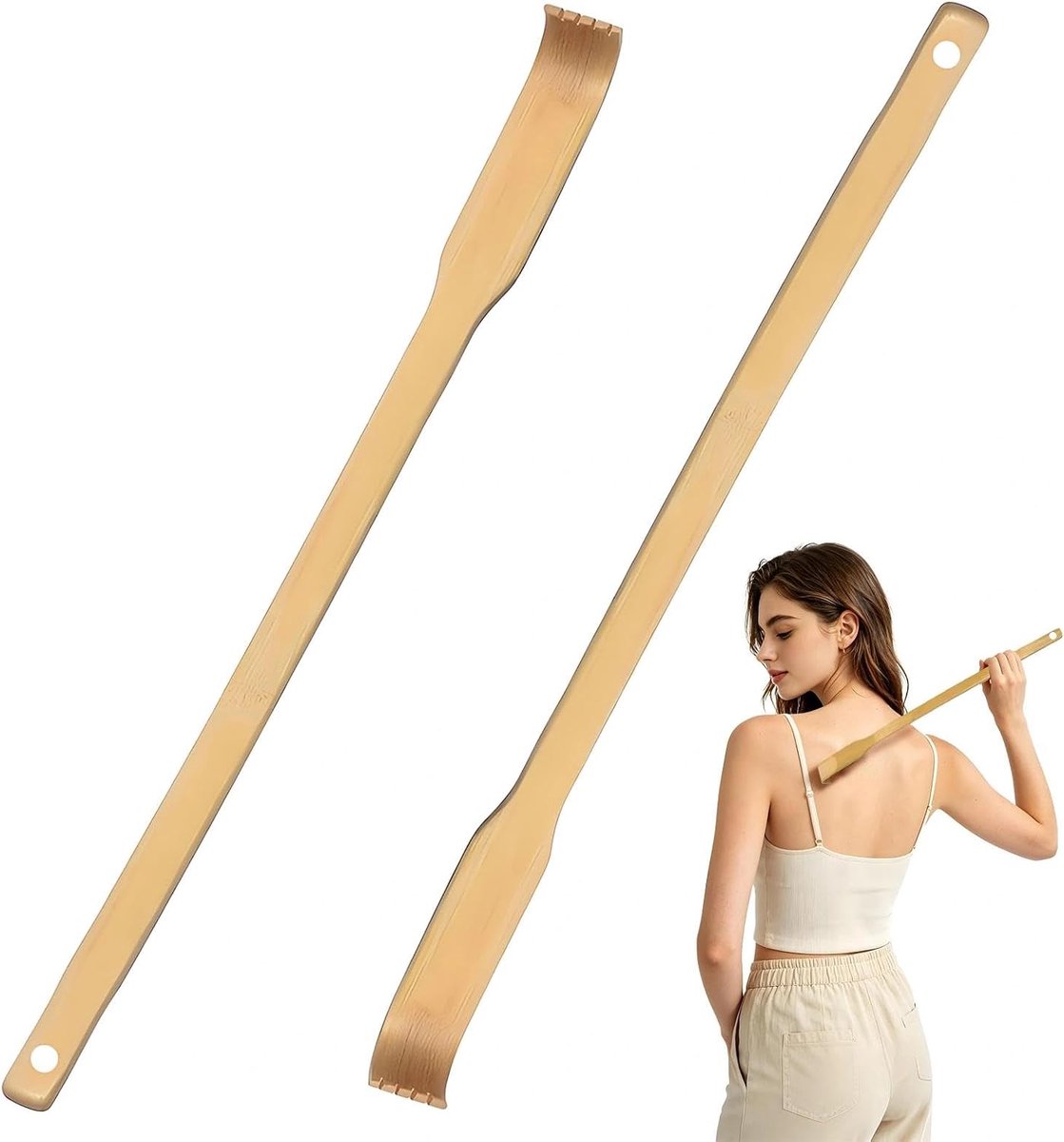 4 stuks rugkrabbers hout rechte steel rugkrabber hout 41,5 × 2,5 cm voor volwassenen mannen vrouwen voor onmiddellijke - ShopVlot