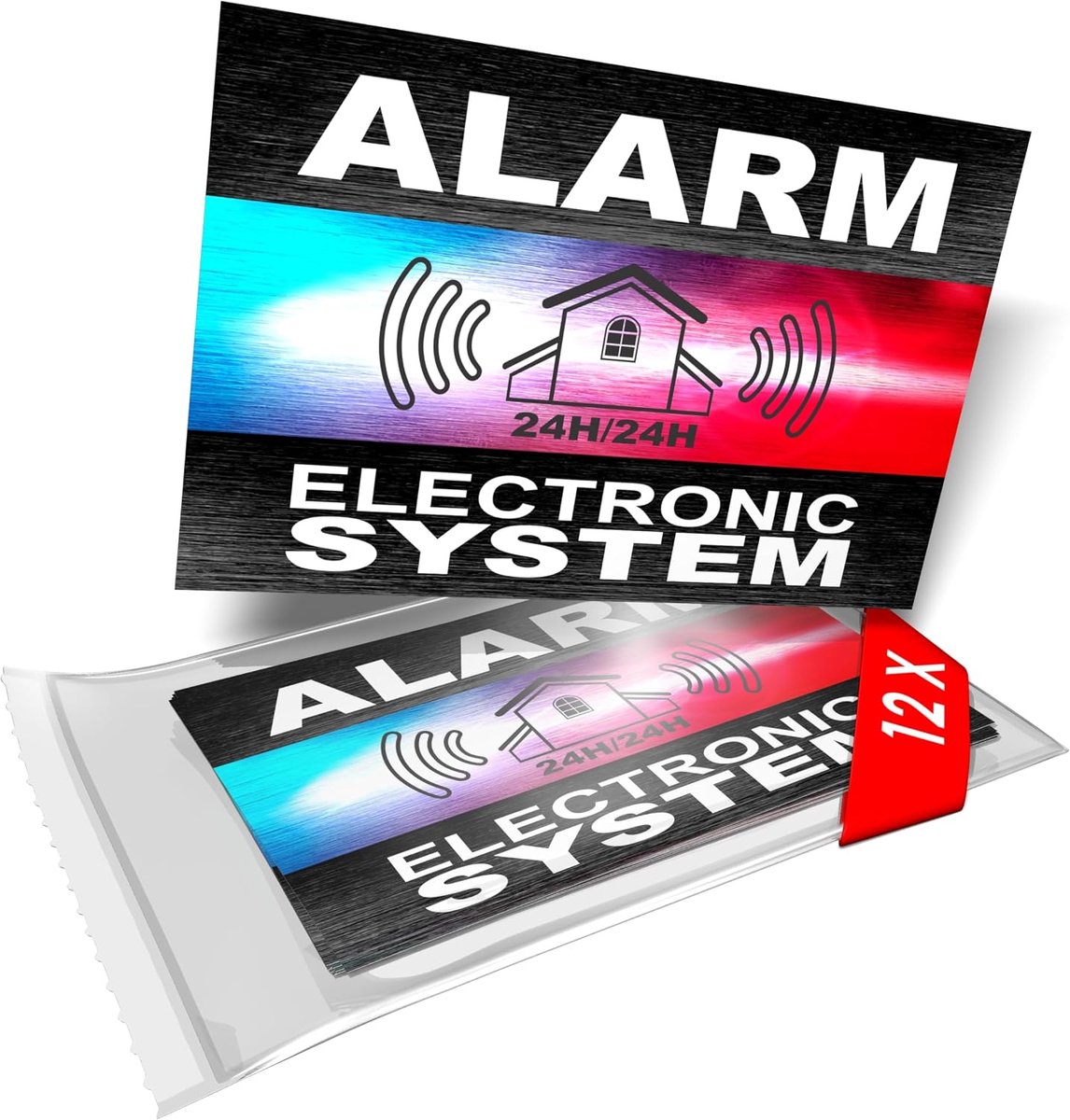 Alarm deterrent labels - Electronic system - Police outline lighting - 12 pieces - Dimensions 8.5 x 5.5 cm - ShopVlot